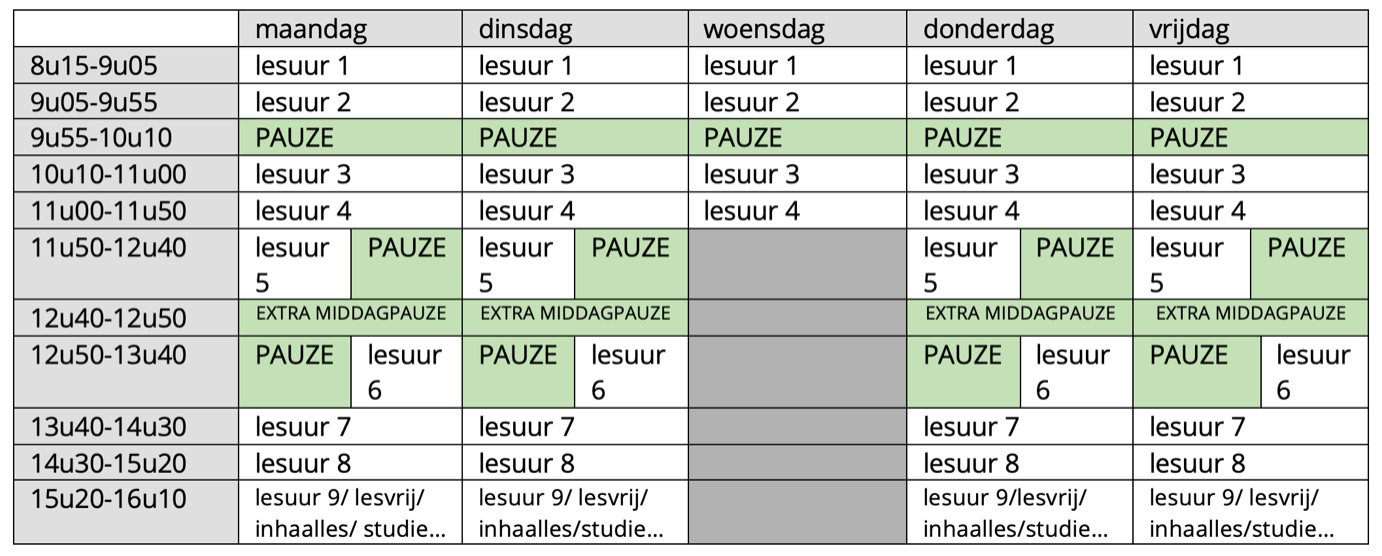 dagschema schooljaar 24-25